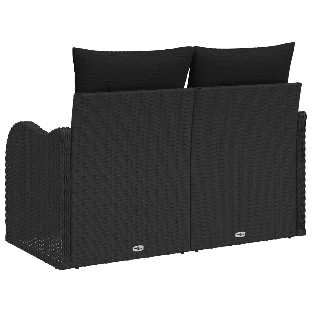 Outdoor Garden Sofa Cushion Black Poly Rattan Patio Seating