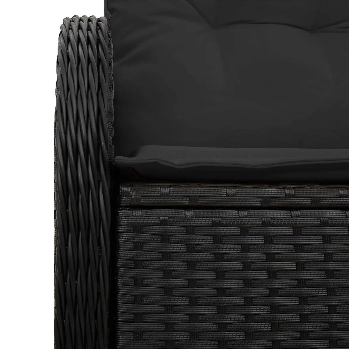 Outdoor Garden Sofa Cushion Black Poly Rattan Patio Seating