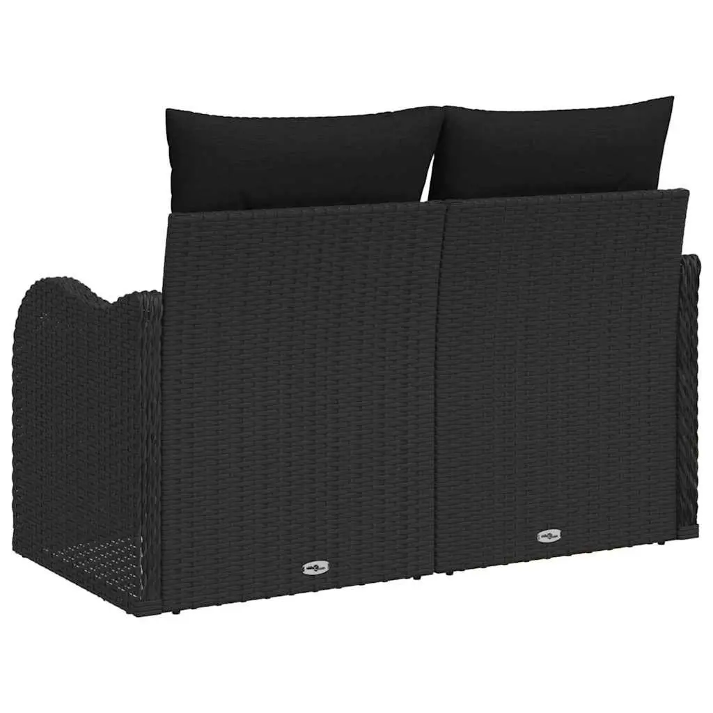 Outdoor Garden Sofa Black Poly Rattan with Cushion Patio Seating Furniture
