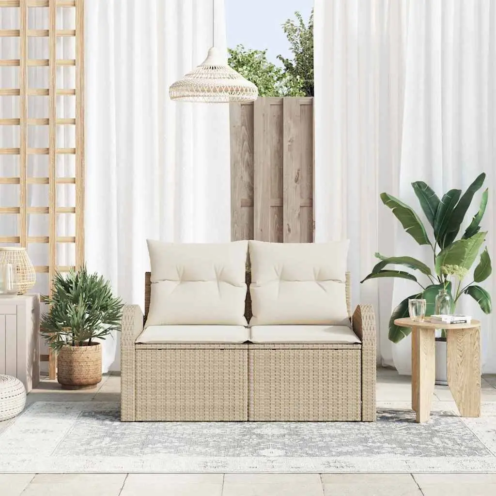 Beige Poly Rattan Outdoor Sofa for Comfort