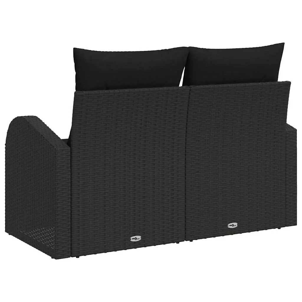 Black Rattan Outdoor Sofa with Cushion