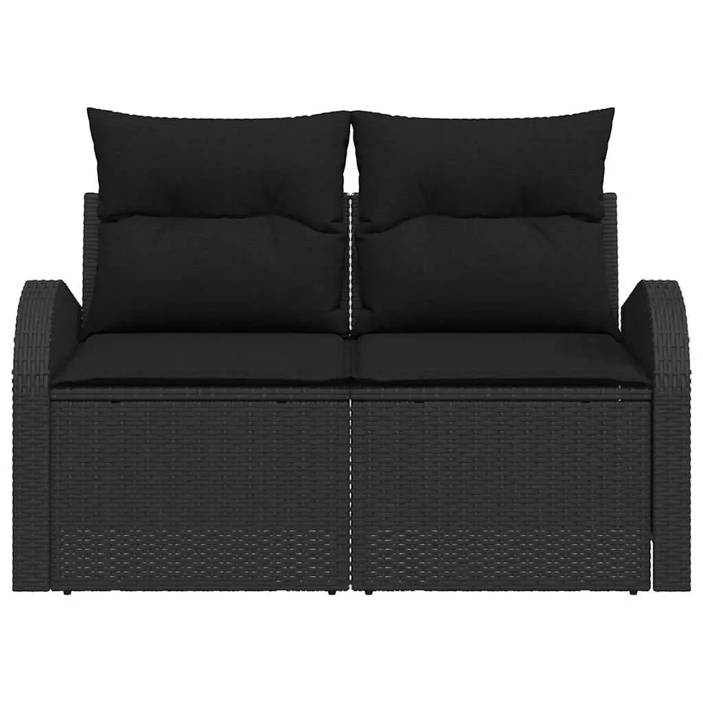 Black Rattan Outdoor Sofa with Cushion