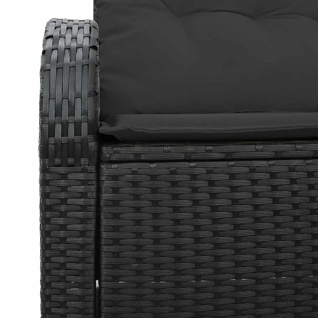 Black Rattan Outdoor Sofa with Cushion