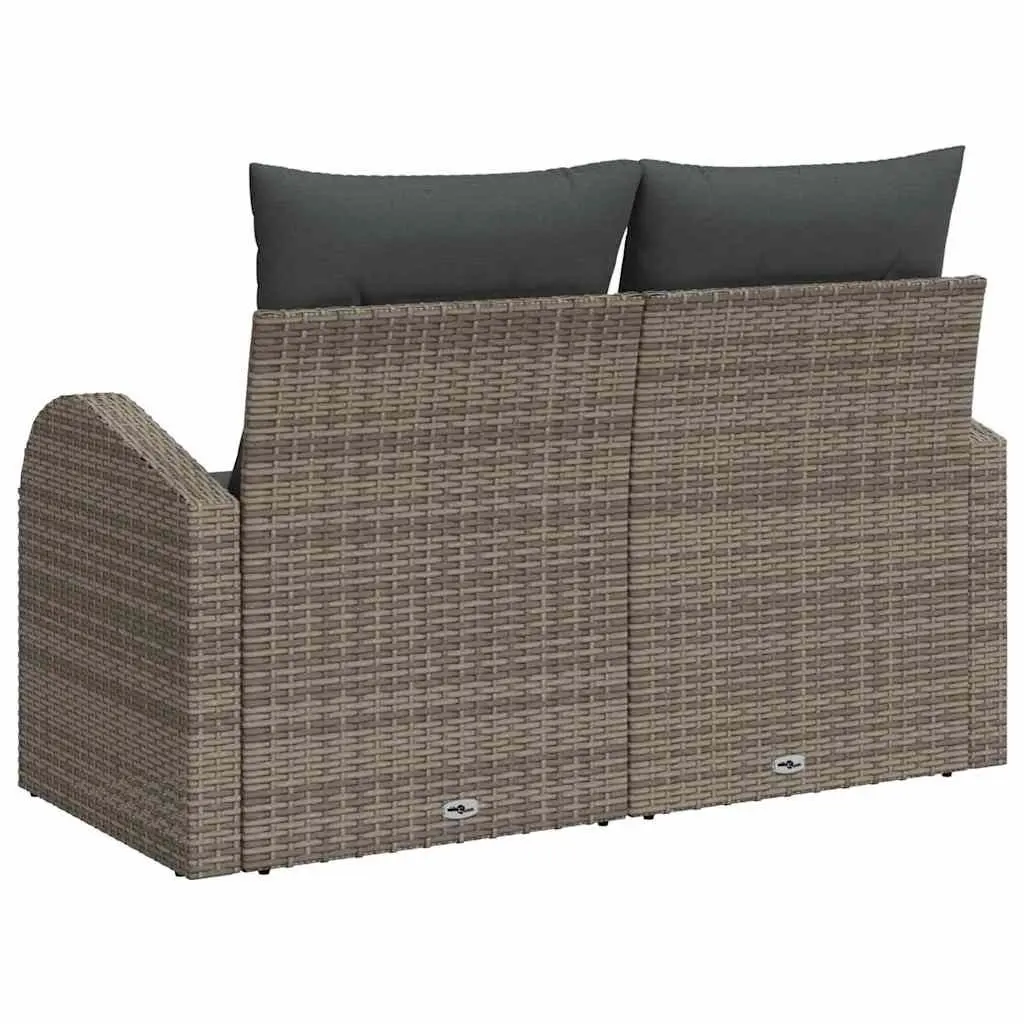 Garden Sofa Outdoor Seating 124cm L x 62cm W x 69cm H Grey Poly Rattan