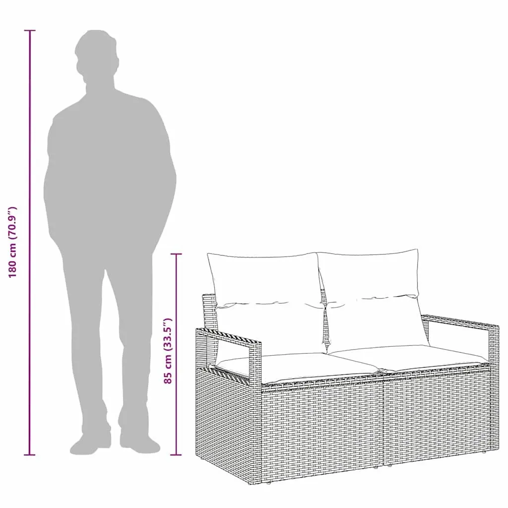 Outdoor Garden Sofa Black Poly Rattan Lounge Seating 120 x 62 x 69 cm