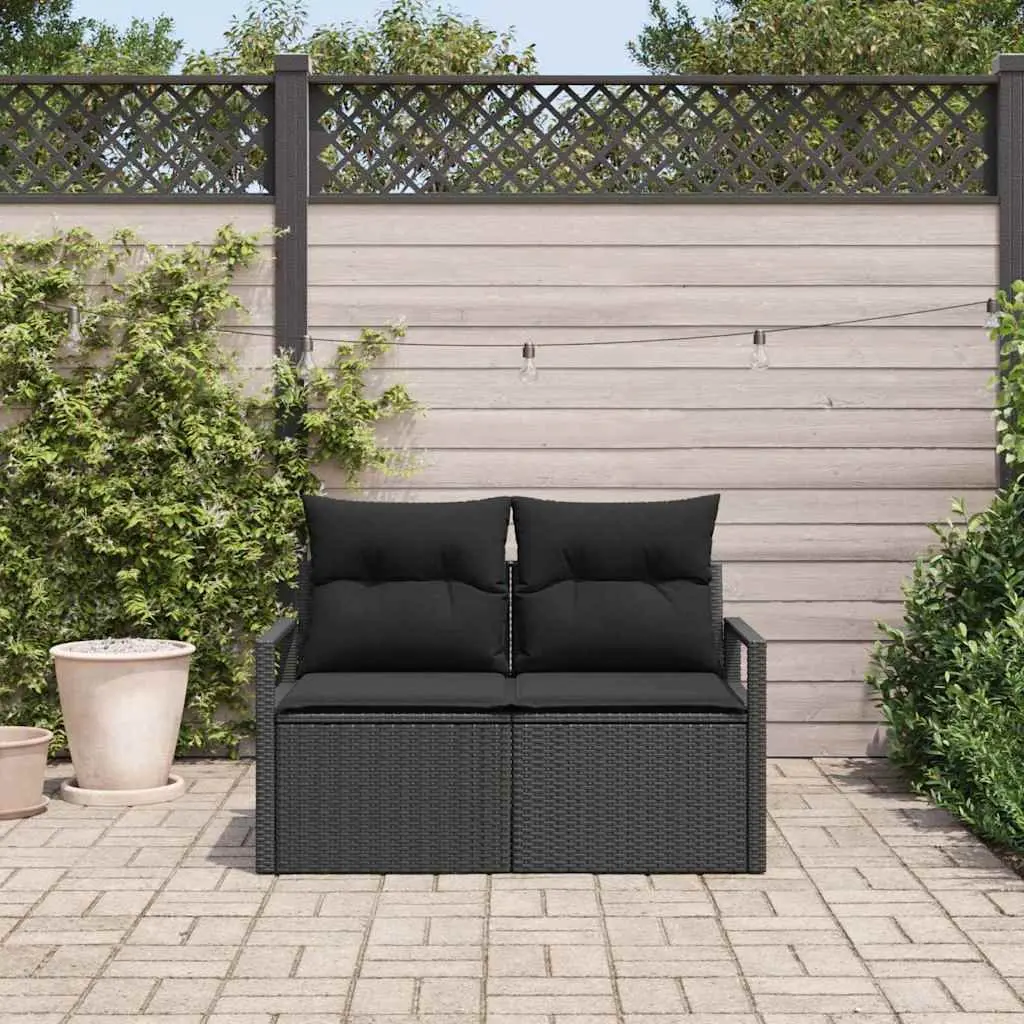 Outdoor Garden Sofa Black Poly Rattan Lounge Seating 120 x 62 x 69 cm
