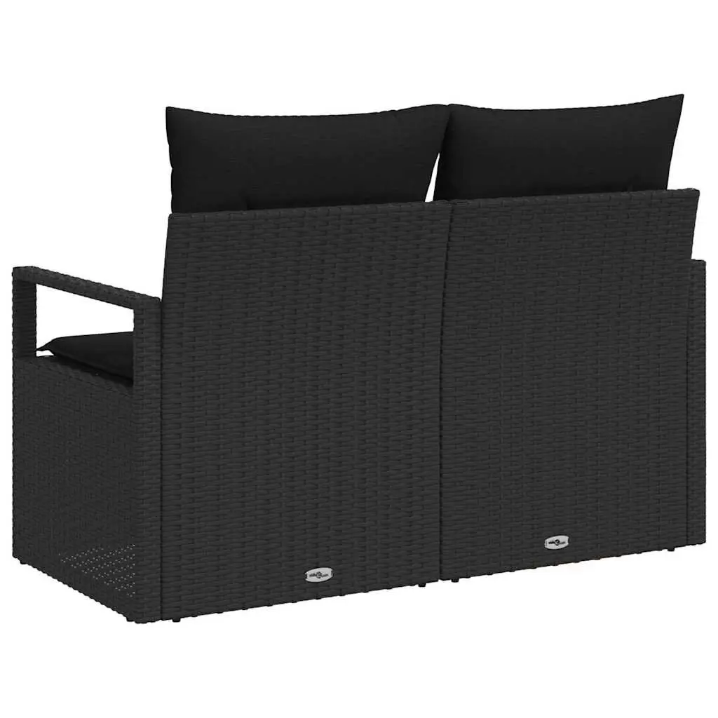 Outdoor Garden Sofa Black Poly Rattan Lounge Seating 120 x 62 x 69 cm