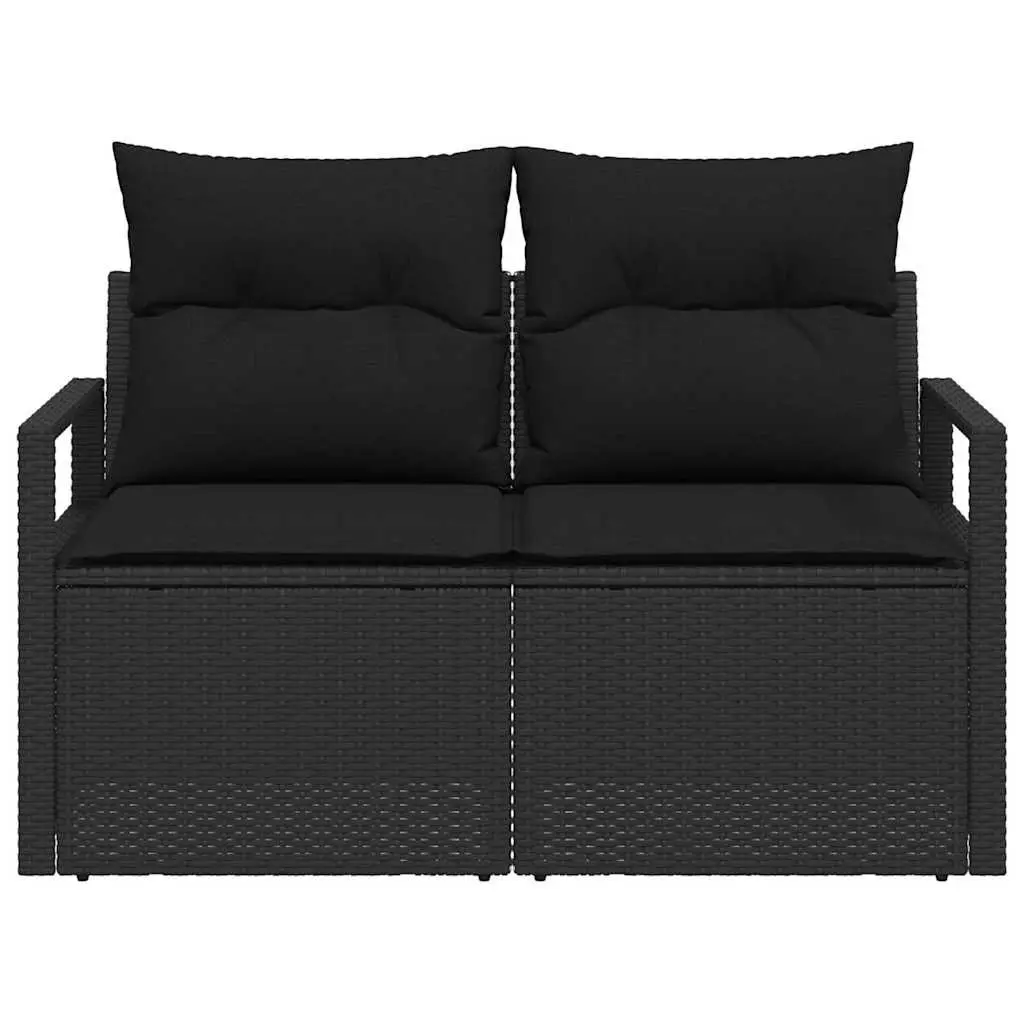Outdoor Garden Sofa Black Poly Rattan Lounge Seating 120 x 62 x 69 cm