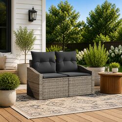 Comfortable and Practical Modular Garden Sofa in Grey