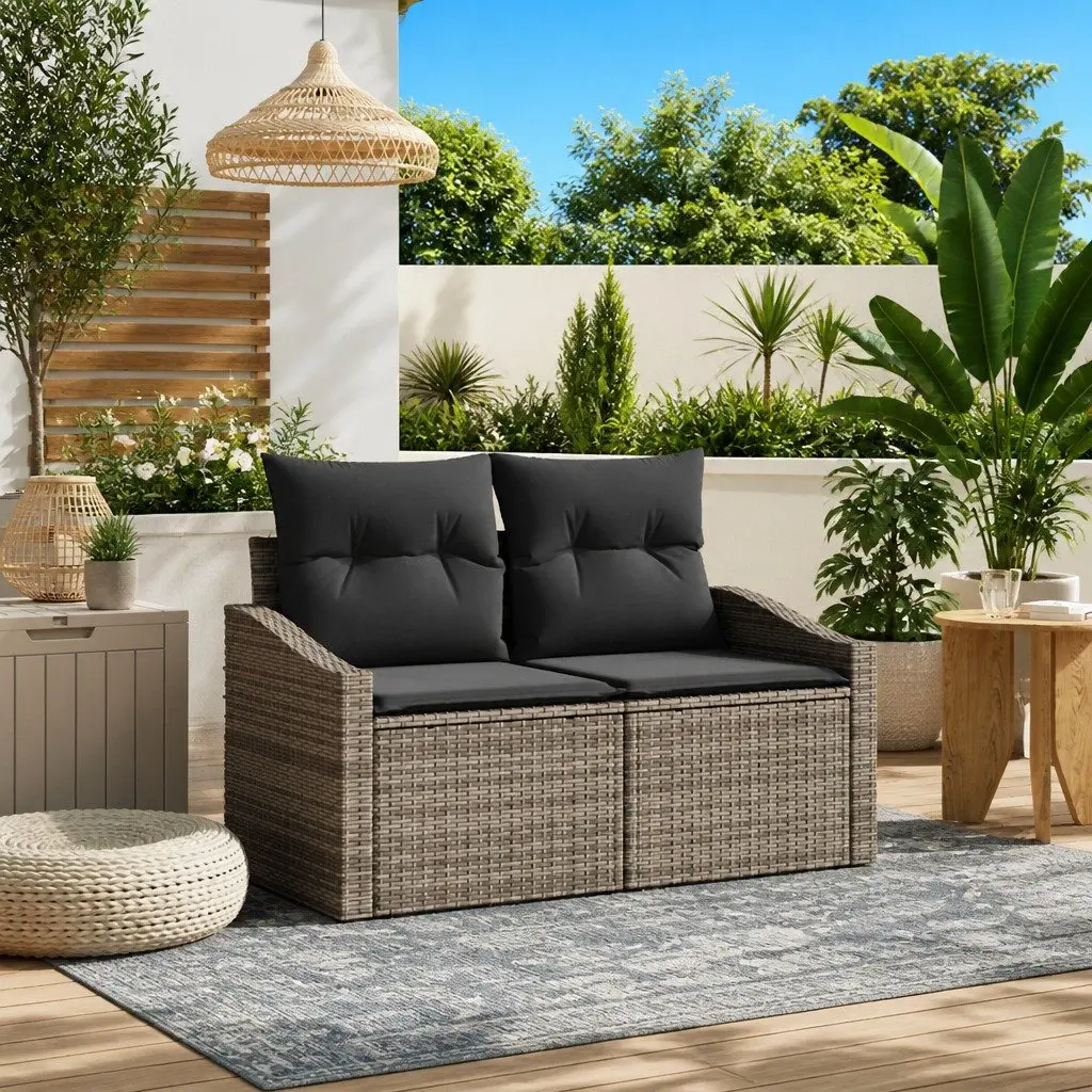 Modular Garden Sofa Outdoor Seating 123x62x69cm Grey Poly Rattan