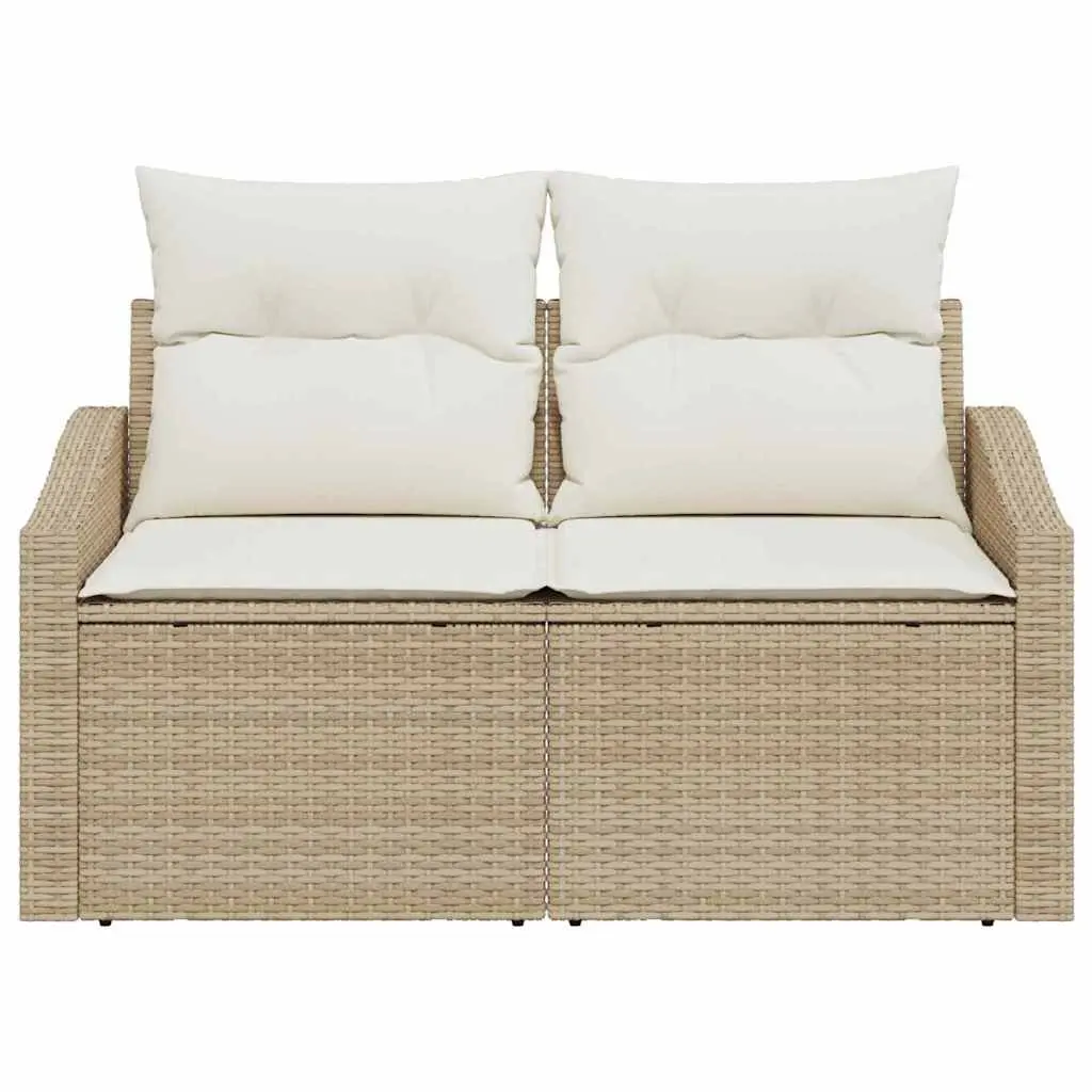Modular Outdoor Garden Sofa Poly Rattan Beige Patio Seating 123x62x69 cm
