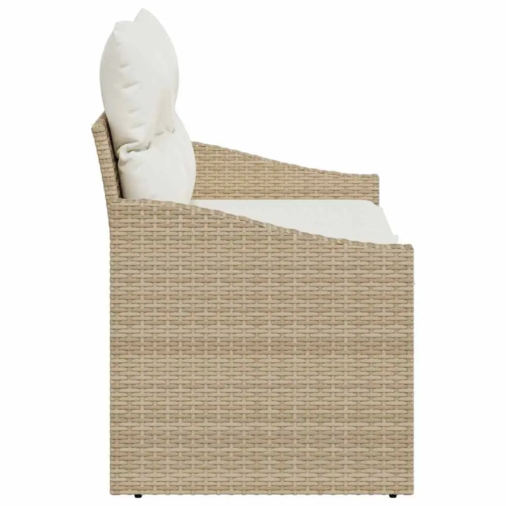Modular Outdoor Garden Sofa Poly Rattan Beige Patio Seating 123x62x69 cm