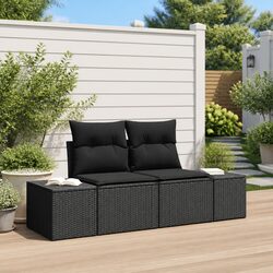 Practical Black Garden Sofa with Steel Frame