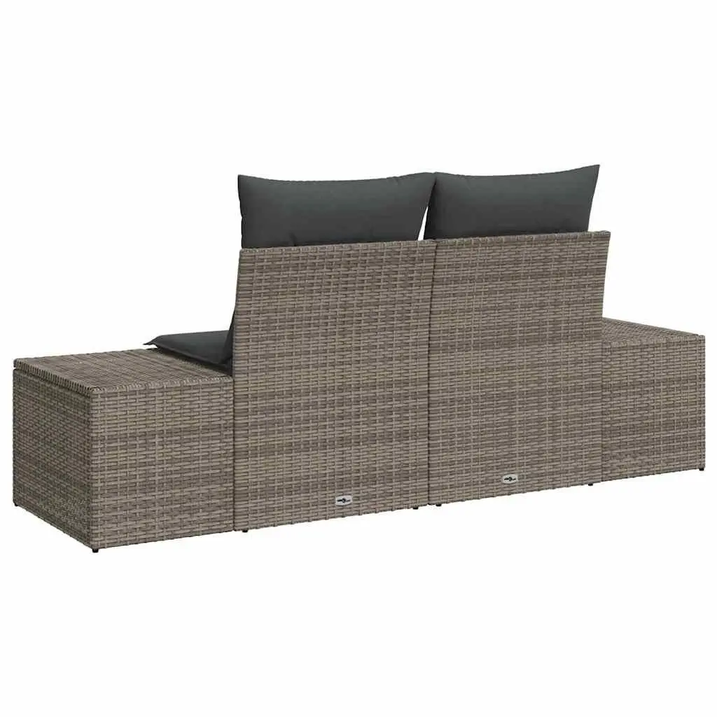 Garden Sofa Outdoor Seating 184 x 62 x 69 cm Grey Poly Rattan Steel Frame