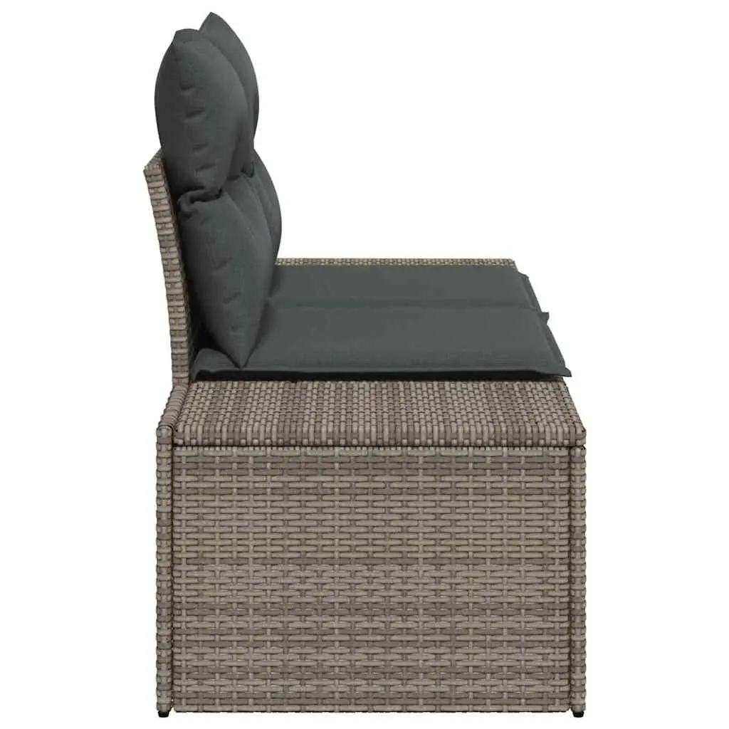Garden Sofa Outdoor Seating 184 x 62 x 69 cm Grey Poly Rattan Steel Frame