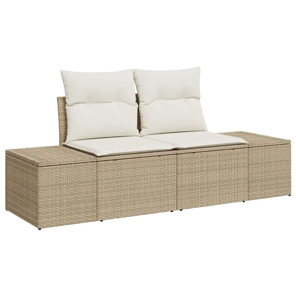 Outdoor Garden Sofa Beige Poly Rattan Patio Seating 184cm