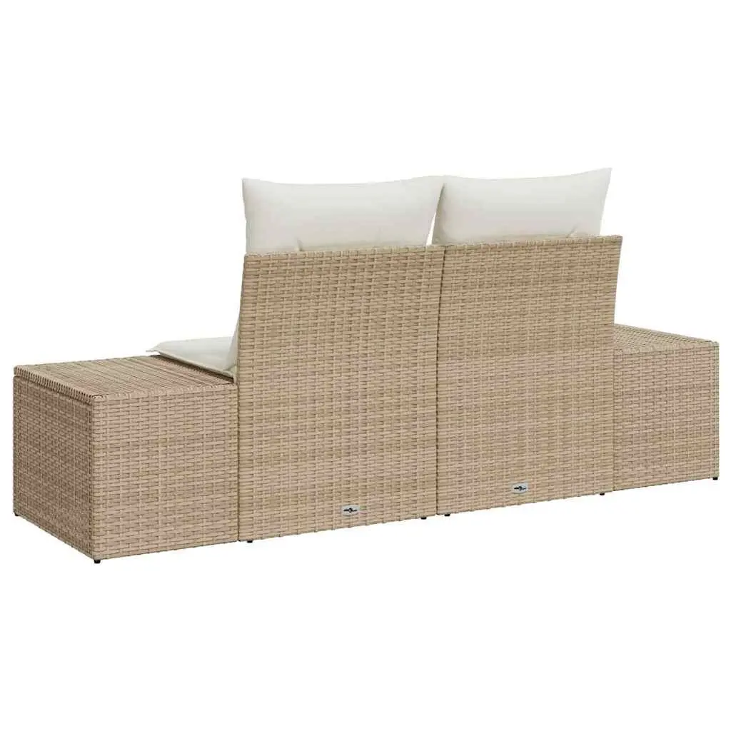 Outdoor Garden Sofa Beige Poly Rattan Patio Seating 184cm