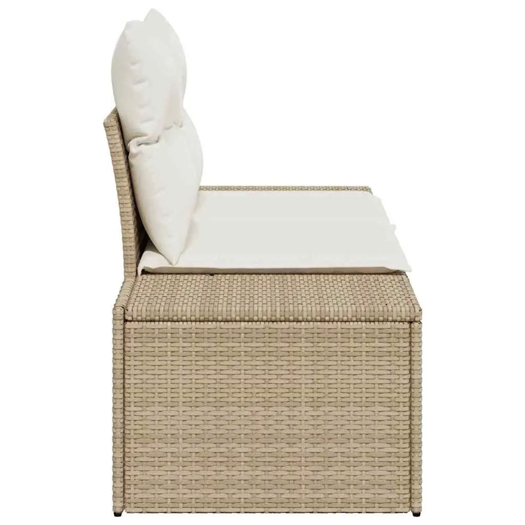 Outdoor Garden Sofa Beige Poly Rattan Patio Seating 184cm