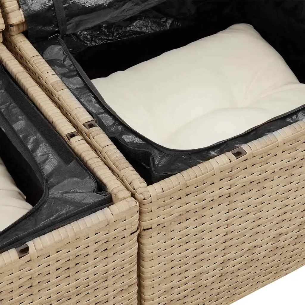 Outdoor Garden Sofa Beige Poly Rattan Patio Seating 184cm