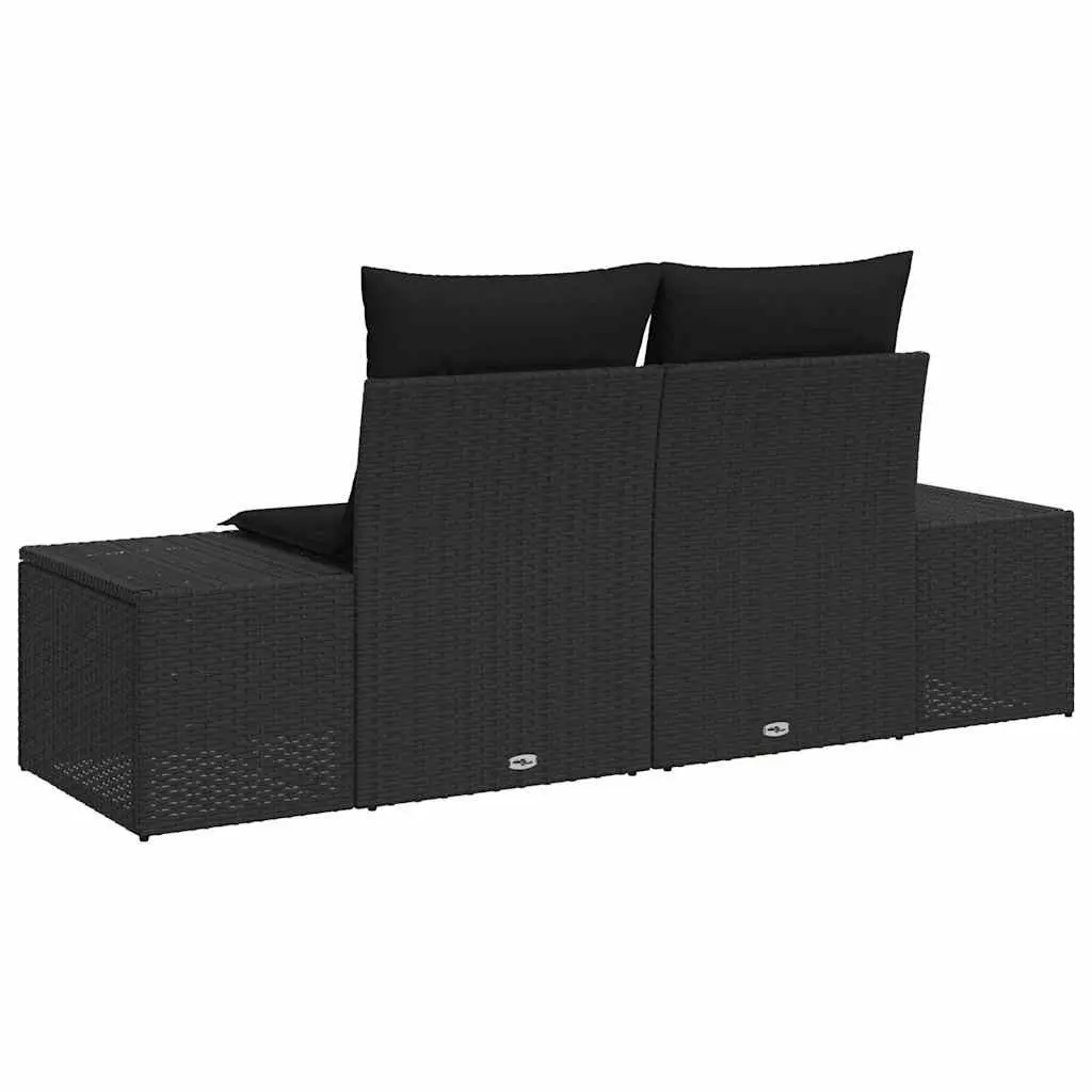 Outdoor Garden Sofa Black Poly Rattan Patio Seating 184x62x69cm
