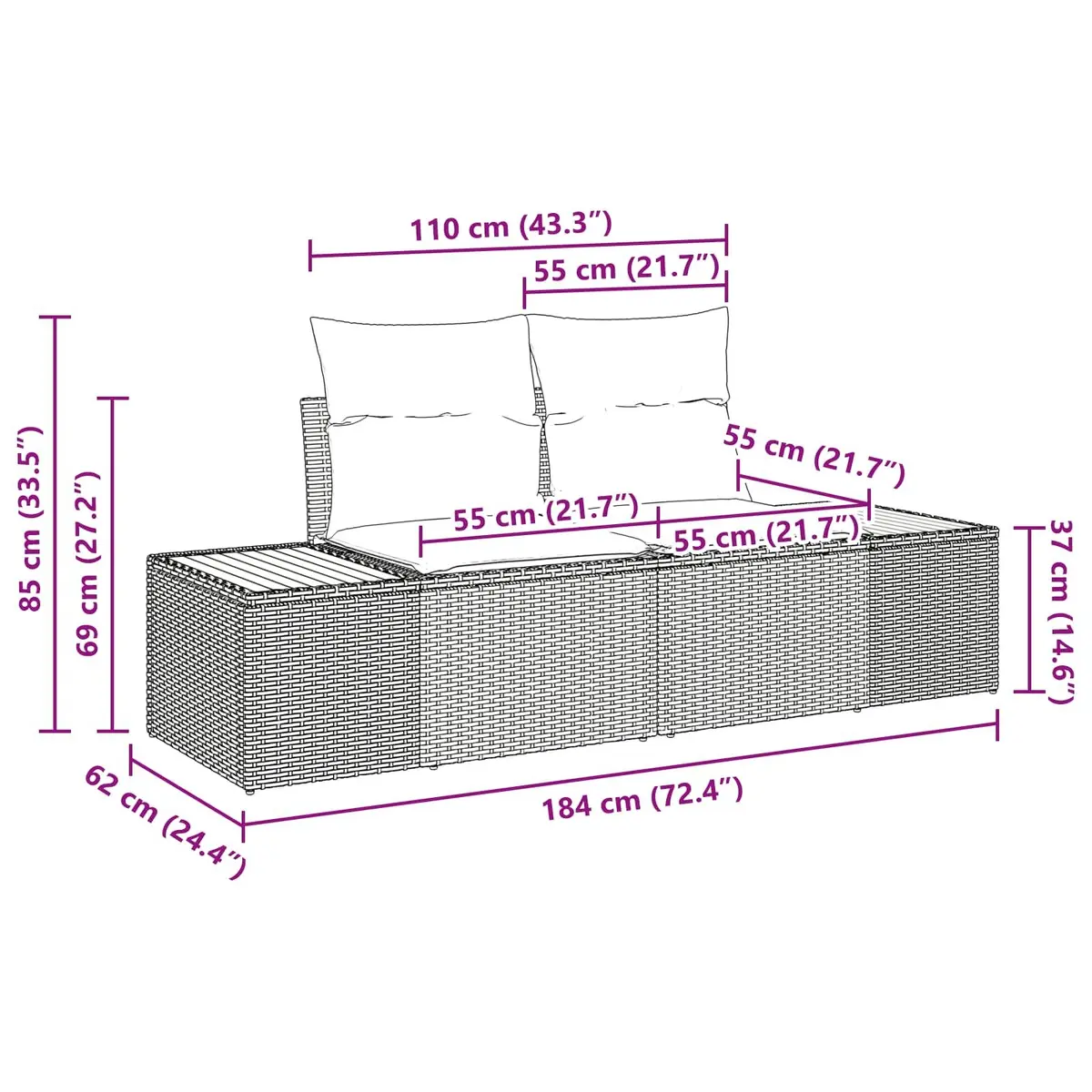 2-Seater Sofa for Outdoor Comfort