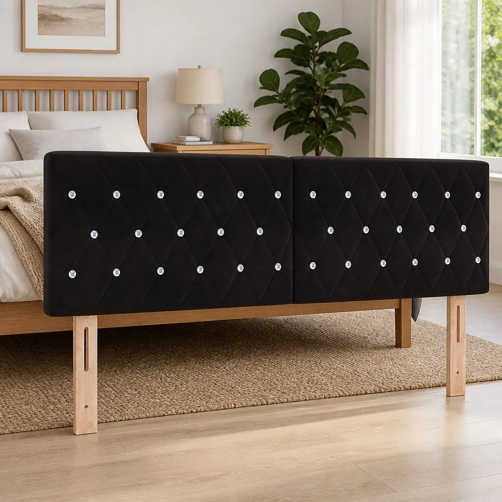 Headboard Velvet Black 160cm Modern Bedroom Upholstered Backrest