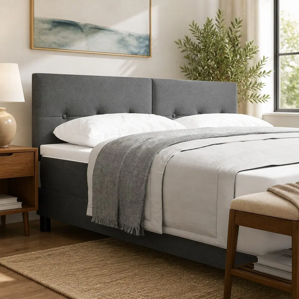Grey Height-Adjustable Headboard for Comfort