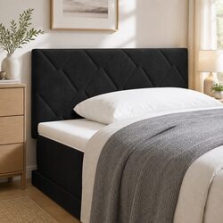 Elegant Black Velvet Upholstered Headboard - 100 cm Adjustable