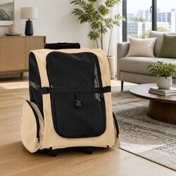 Pet Trolley 3-in-1 Rolling Carrier Backpack Hand Bag Small Dogs Cats Portable