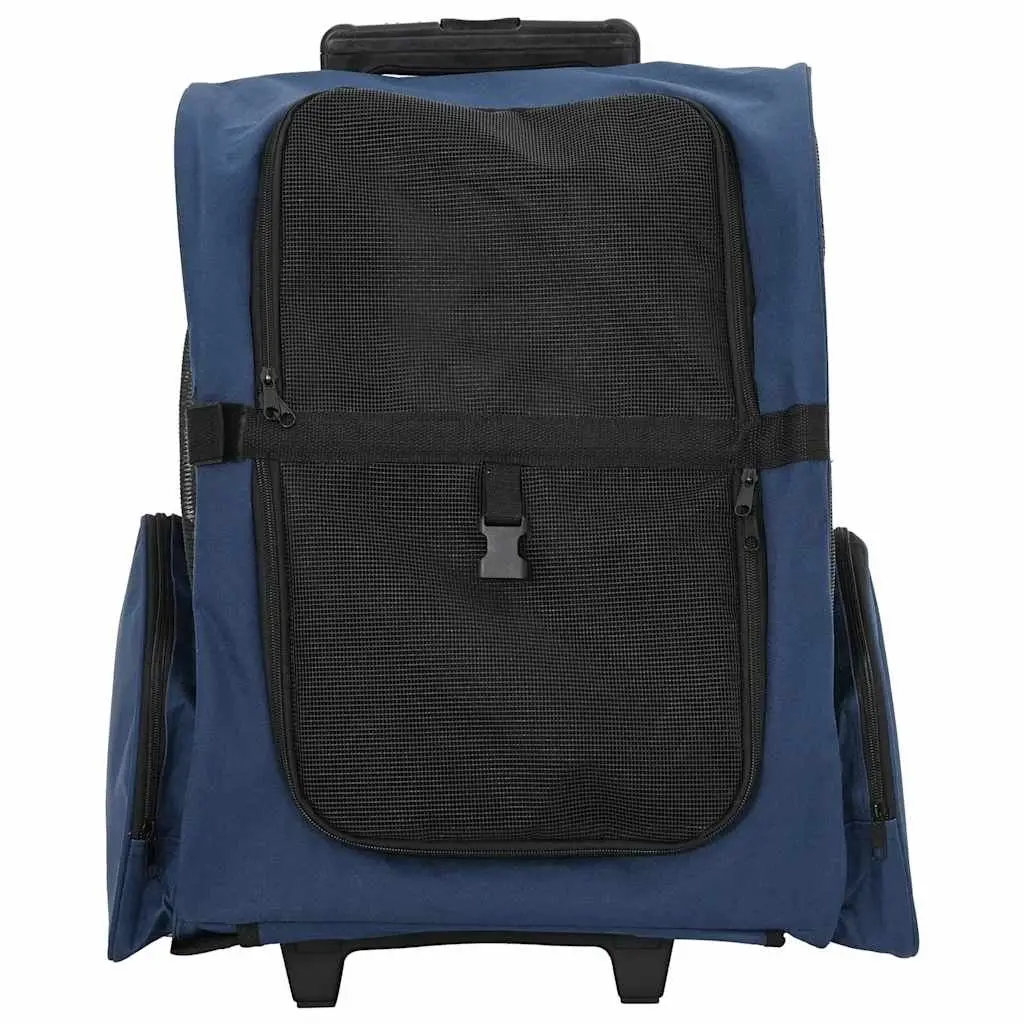 Pet Trolley 3-in-1 Rolling Carrier Backpack Hand Bag Blue