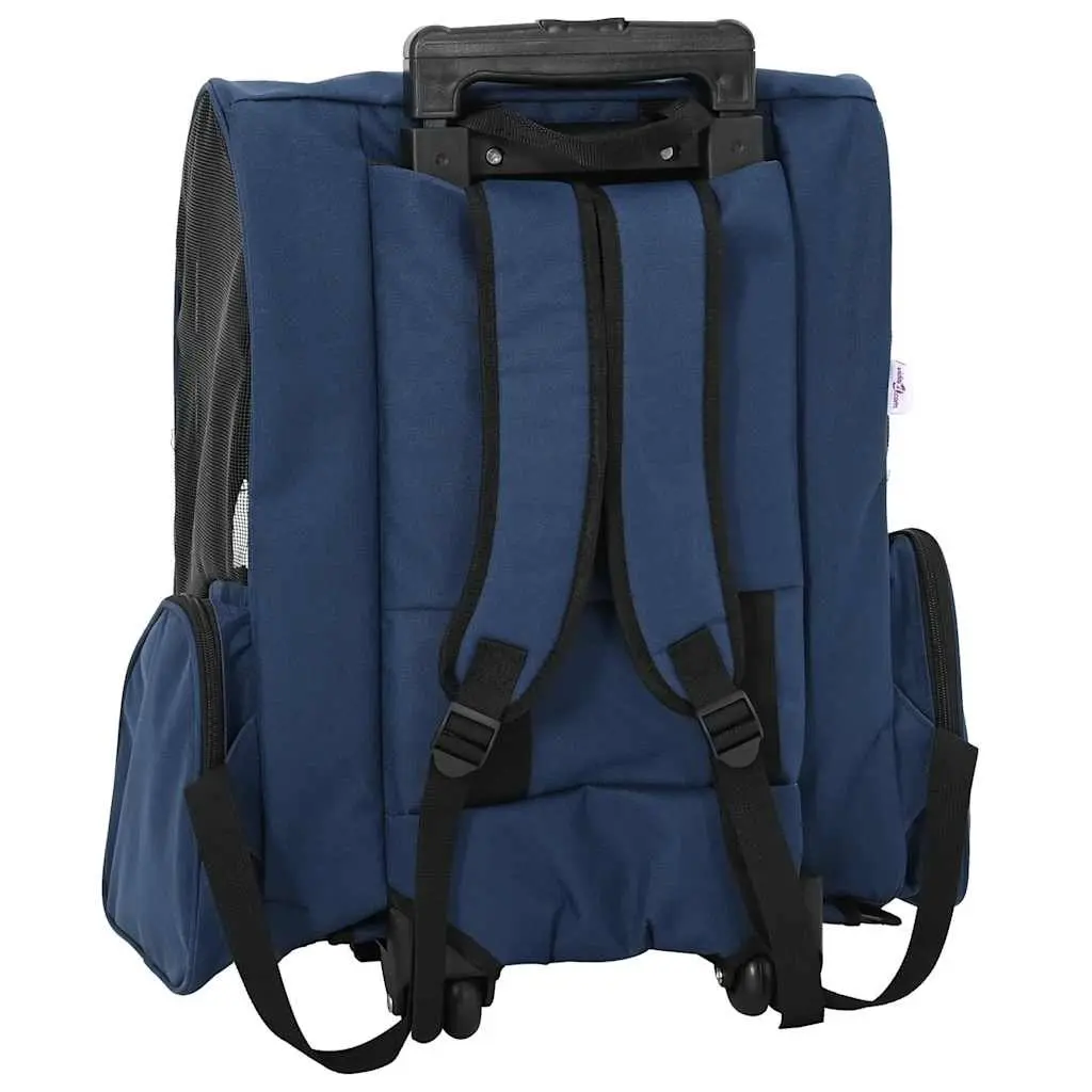 Pet Trolley 3-in-1 Rolling Carrier Backpack Hand Bag Blue