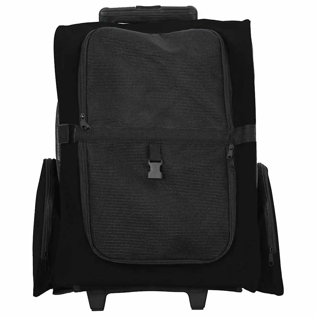 Convertible Pet Rolling Carrier Backpack Handbag Black 48x32cm