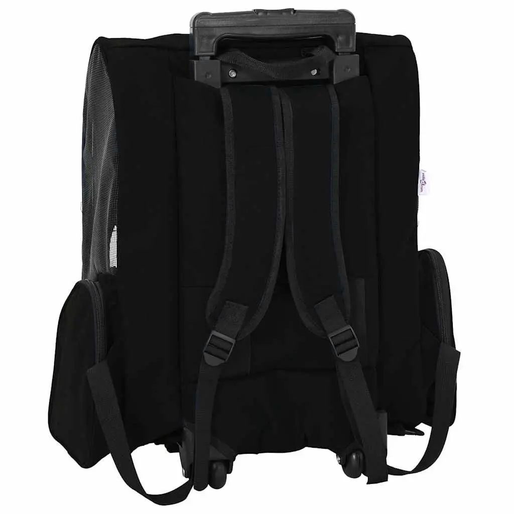 Convertible Pet Rolling Carrier Backpack Handbag Black 48x32cm