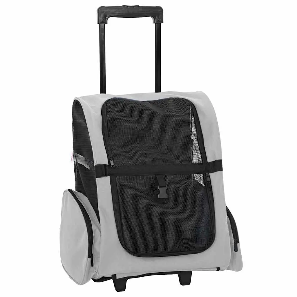 Pet Trolley 3-in-1 Rolling Carrier Backpack Hand Bag Grey