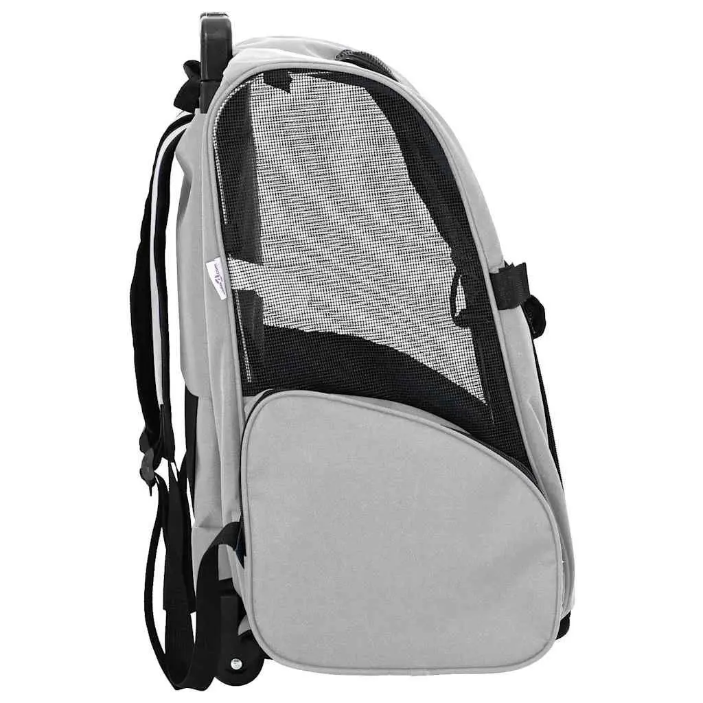 Pet Trolley 3-in-1 Rolling Carrier Backpack Hand Bag Grey