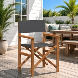Reliable Grey Outdoor Director Chair with Padded Seat