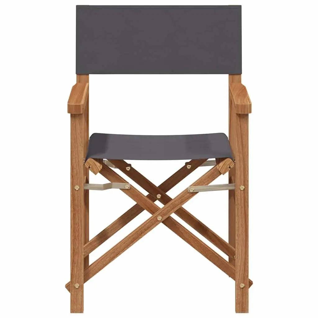 Folding Director Chair Outdoor Garden Seating Teak Frame Padded Grey