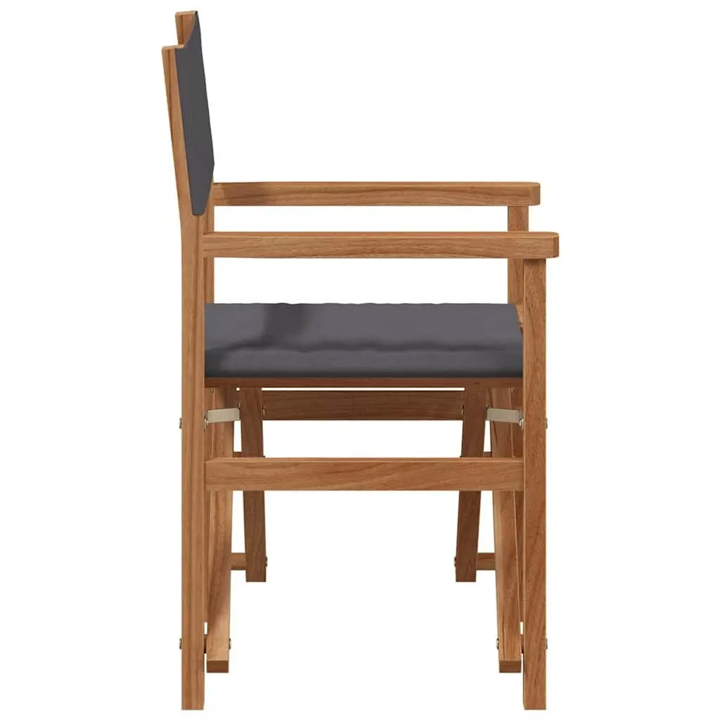Folding Director Chair Outdoor Garden Seating Teak Frame Padded Grey