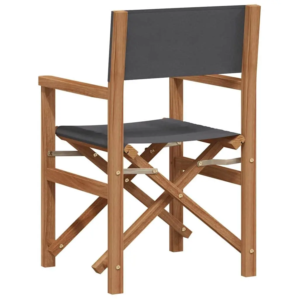 Folding Director Chair Outdoor Garden Seating Teak Frame Padded Grey