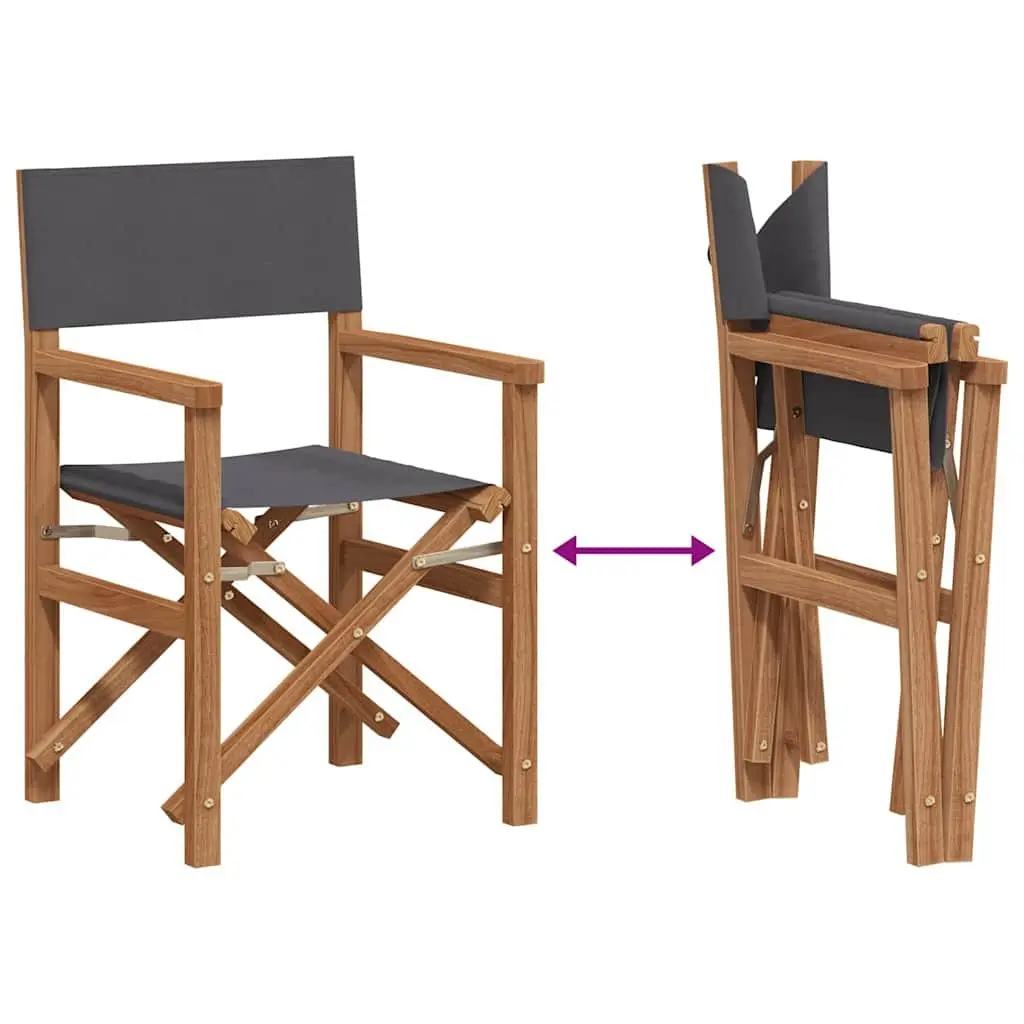 Folding Director Chair Outdoor Garden Seating Teak Frame Padded Grey