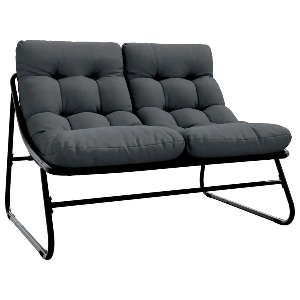 Outdoor Chairs Garden Seating Black Powder-Coated Steel with Polyester Cushions