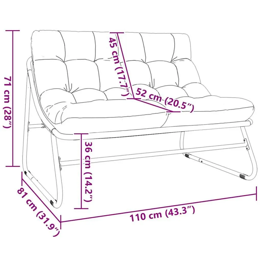 Outdoor Chairs Garden Seating Black Powder-Coated Steel with Polyester Cushions