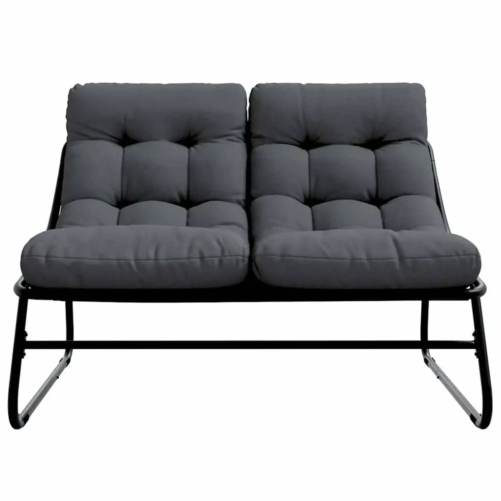 Outdoor Chairs Garden Seating Black Powder-Coated Steel with Polyester Cushions