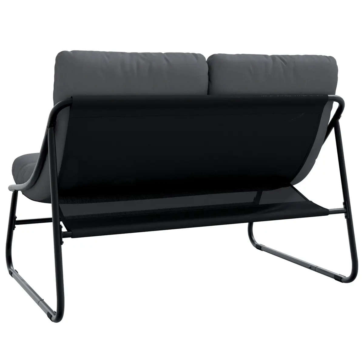 Outdoor Chairs Garden Seating Black Powder-Coated Steel with Polyester Cushions