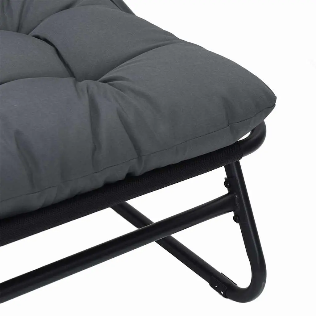 Outdoor Chairs Garden Seating Black Powder-Coated Steel with Polyester Cushions