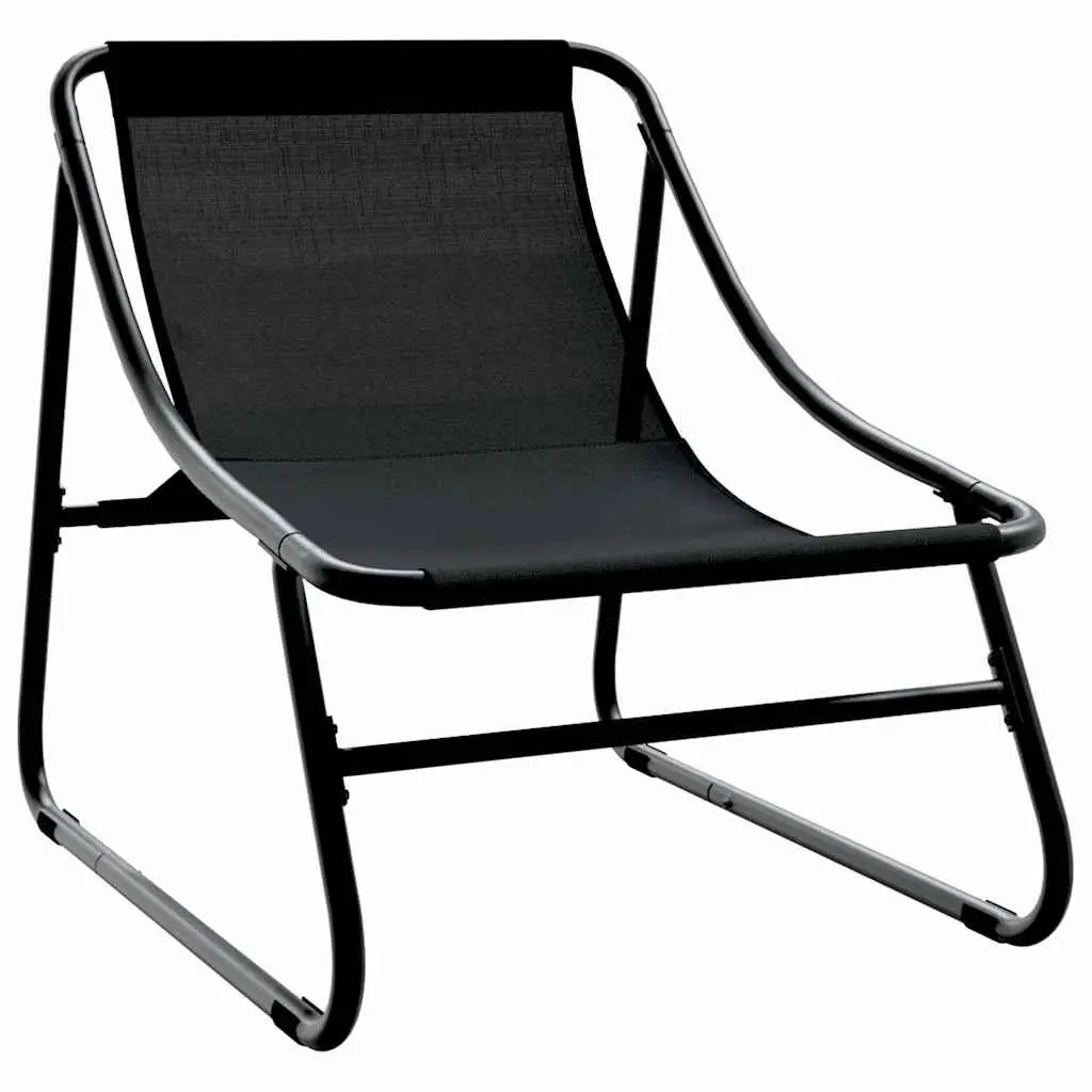 Garden Furniture Set Outdoor Seating 3 Piece Black Steel Frame with Cushions