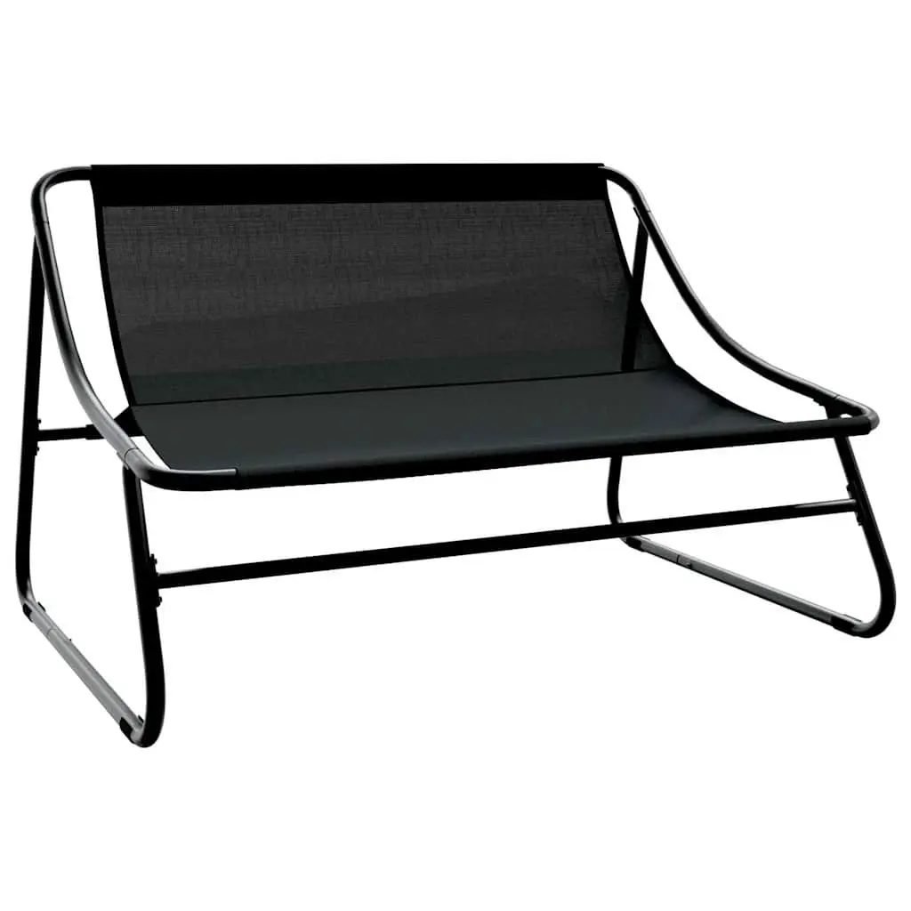 Garden Furniture Set Outdoor Seating 3 Piece Black Steel Frame with Cushions