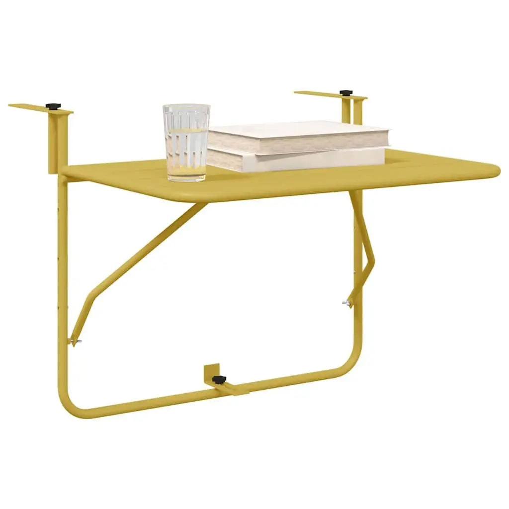 Folding Balcony Table Outdoor Steel 60 x 39 Gold