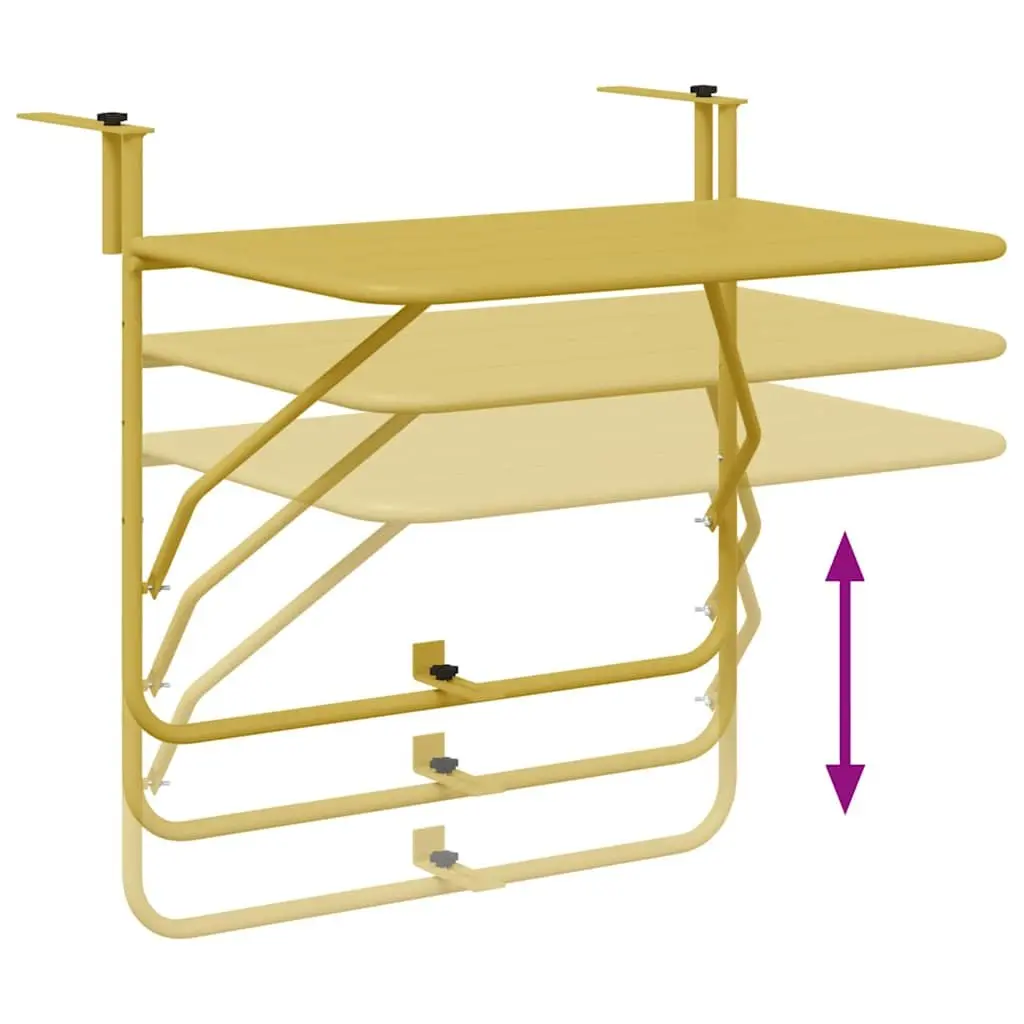 Folding Balcony Table Outdoor Steel 60 x 39 Gold