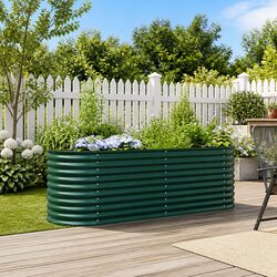 Reliable Green Steel Raised Garden Bed 240x80x81cm